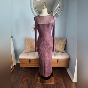 Louna Mesh Overlay Chic Long Sleeve Dress